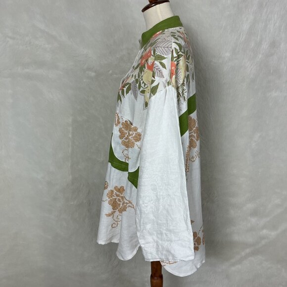 Vintage Citrus Table Linen Floral Cross Stitch Tunic Top L - Picture 4 of 9